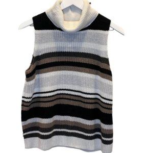 Abercrombie & Fitch Striped Sleeveless Turtleneck Sweater Sz M